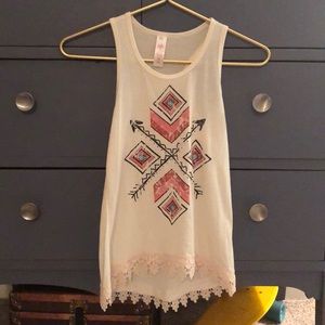 cream tank top with tribal design